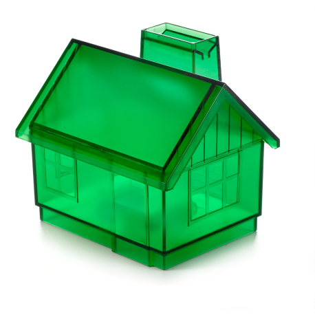 Grønt transparent hus - Sparebøsse med nøglelås
