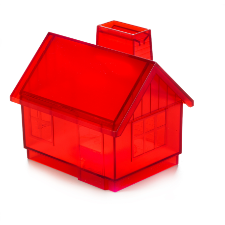 Rødt transparent hus - Sparebøsse med nøglelås
