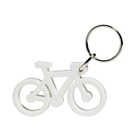 Hvid cykel nøglering & taskepynt