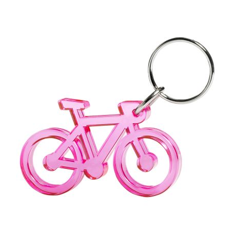 Lyserød cykel transparent nøglering & taskepynt