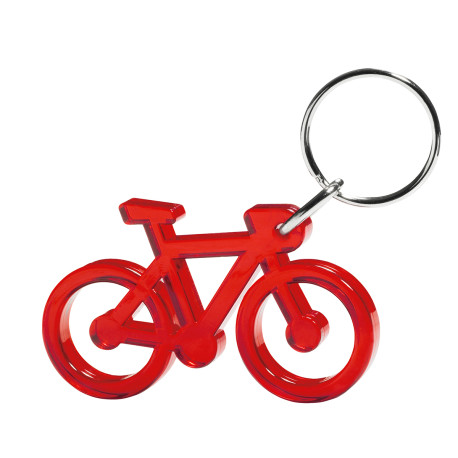 Rød cykel transparent nøglering & taskepynt