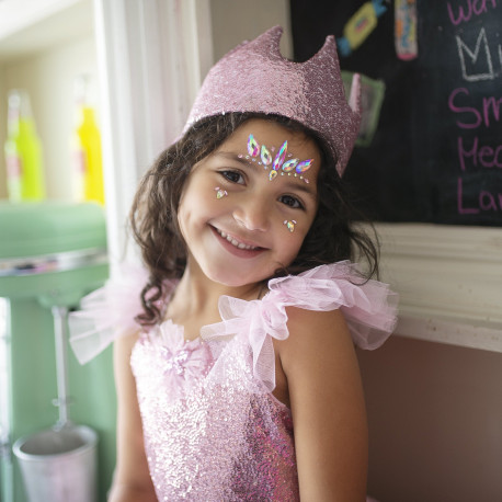 Lyserød paillet prinsessekrone - Great Pretenders