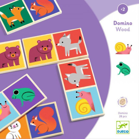 Kære vilde dyr - Domino spil i træ (2-4 år) - Djeco