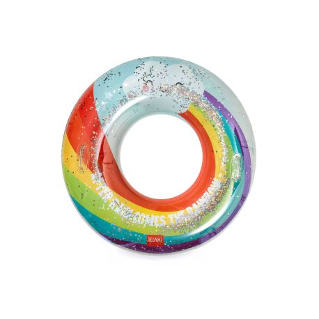 Rainbow - XL badering med holografisk sølvglitter & 2 håndtag