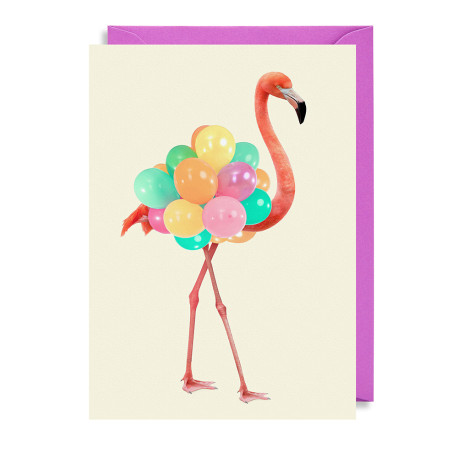Flamingo med balloner - Kort & kuvert - Lagom