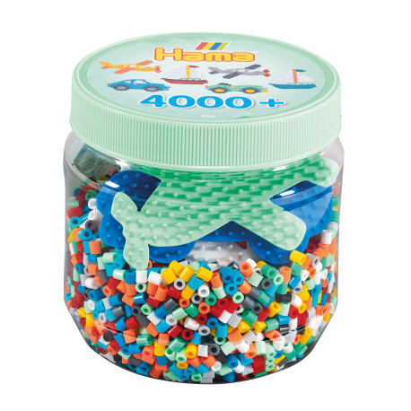 Mintgrøn mix perler med 3 plader - 4000 stk. midi perler - Hama
