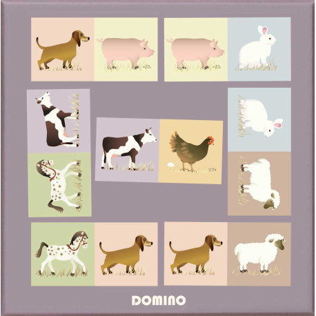 Domino med bondegårdsdyr - Klassisk spil (3-99 år) - Vissevasse