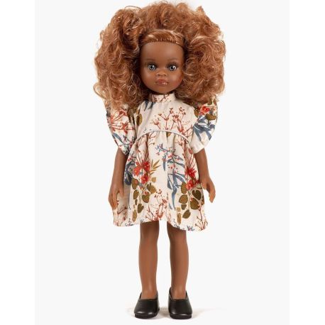 Brun Melissa dukke i Adonis Daisy kjole & sorte sko - 32 cm - Minikane