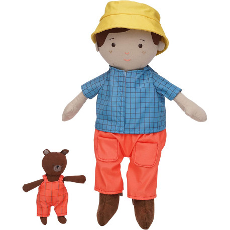 Blød dreng dukke med tøj & bjørn - Vaskbar - Manhattan Toy