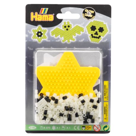Halloween - Små selvlysende midi perler & plade - Hama