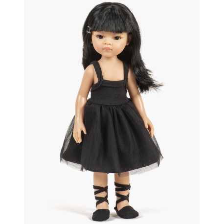 Asiatisk Liu dukke i sort balletkjole - 32 cm - Minikane