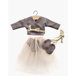 Balletskørt, bindebluse & sko - Dukketøj 32 cm - Minikane