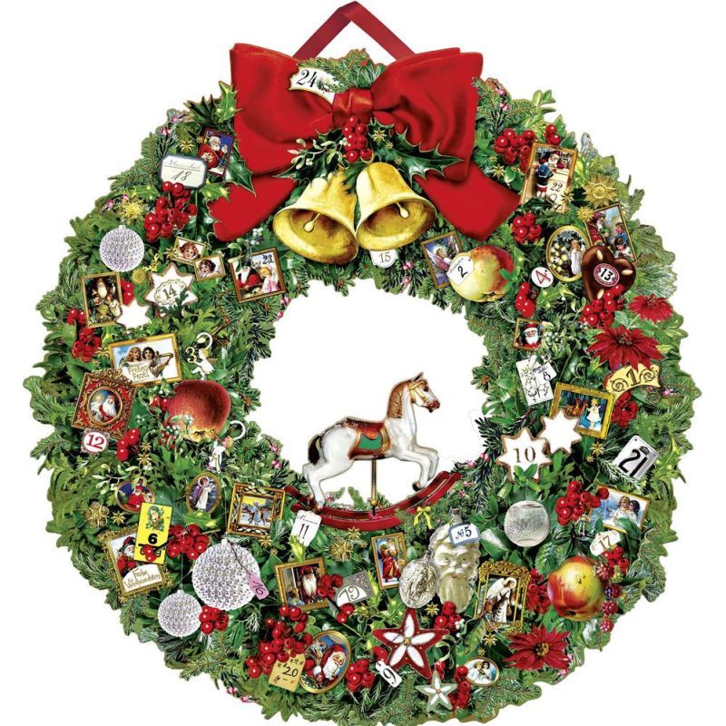 Stor Julekrans - Julekalender med glimmer (Ø 52cm)