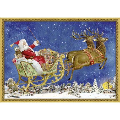 Julemandens slæde - Julekalender med glimmer (A4)