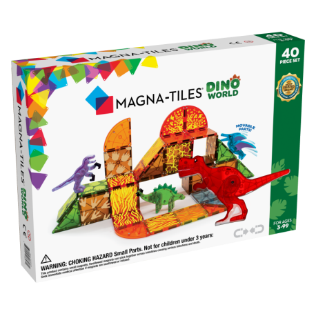 Dino World - Byggemagneter & dinosaurer 40 stk. - Magna-Tiles