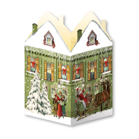1 stk. Hus julekalender kort med kuvert - Assorterede