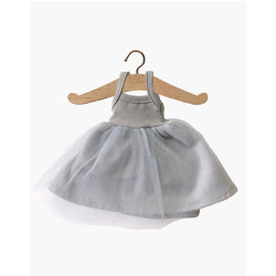 Lysegrå balletkjole med tylskørt - Dukketøj 32 cm - Minikane