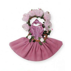 Pink ballerina kjole & blomsterkrans - Dukketøj 32 cm