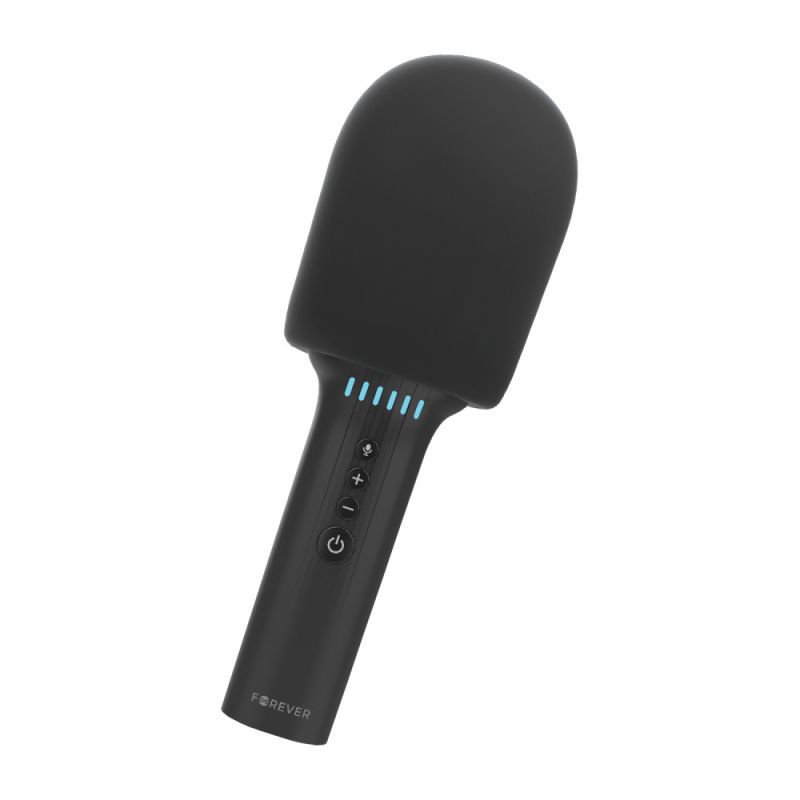 Sort mikrofon med stemmeskifterfunktion & bluetooth højttaler -