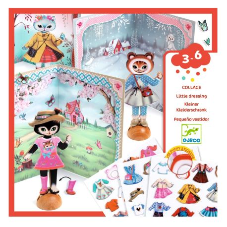 Påklædningsdukker med Puffy Stickers & baggrunde (3-6 år) - Djeco