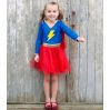 Superhelt kjole med tylskørt & kappe - Udklædning (7-8 år) - Great Pretenders