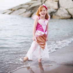 Pink havfrue med hårbøjle - Udklædning (7-8 år) - Great Pretenders