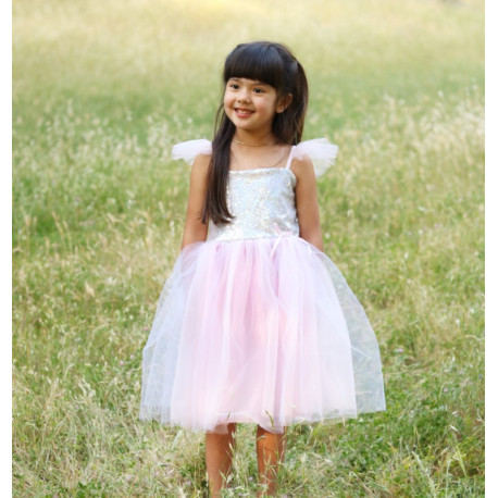 Lyserød paillet kjole med tylskørt - Udklædning (7-8 år) - Great Pretenders