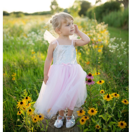 Lyserød paillet kjole med tylskørt - Udklædning (3-4 år) - Great Pretenders