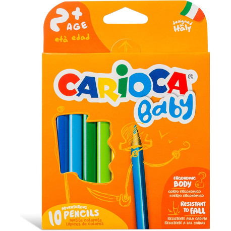 10 trekantede farveblyanter til baby - 2 år - Carioca