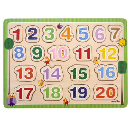 Tallene 1-20 træpuslespil - 20 brikker (2-5 år) - Barbo Toys