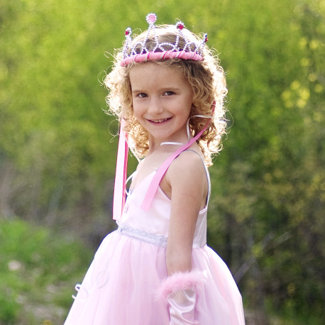 Pink & sølv prinsesse tiara - Udklædning - Great Pretenders