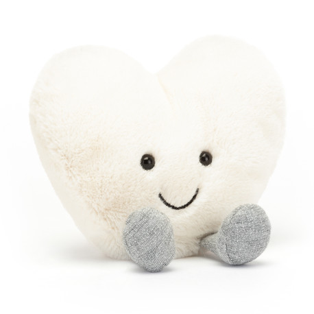 Hvidt hjerte - Amuseable bamse 11 cm - Jellyca
