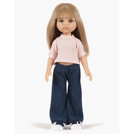 Jeans & lyserød bluse - Dukketøj 32 cm - Minikane