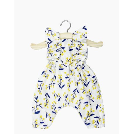 Mimosa lyst jumpsuit med gule blomster - Dukketøj 34 cm - Minikane