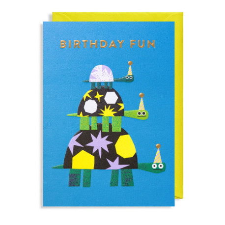 Birthday Fun skildpadder - Fødselsdagskort & kuvert