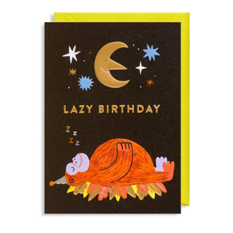 Lazy Birthday abe - Fødselsdagskort & kuvert