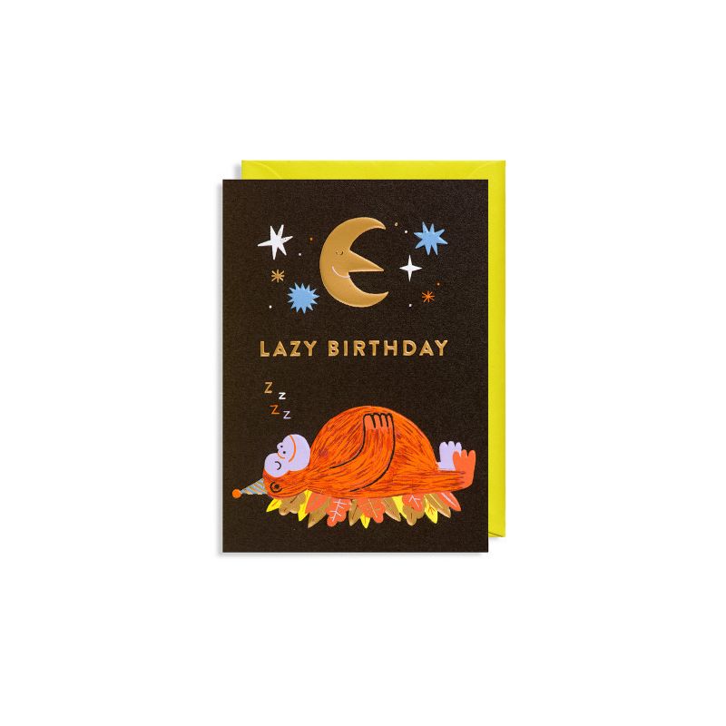 Lazy Birthday abe - Fødselsdagskort & kuvert