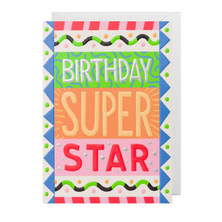 Birthday Superstar - Fødselsdagskort & kuvert - Lagom