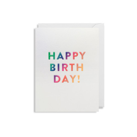 Regnbuefarvet Happy Birthday - Lille kort & kuvert - Lagom