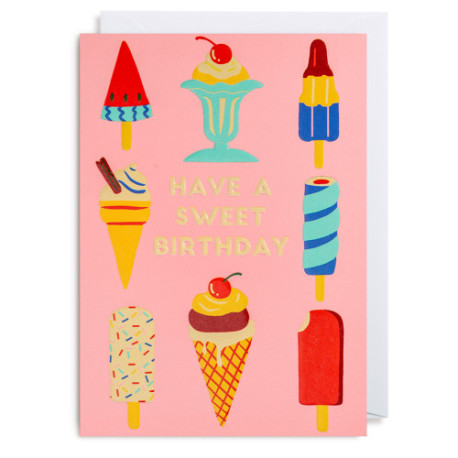 Have a Sweet Birthday - Lyserødt fødselsdagskort & kuvert - Lagom