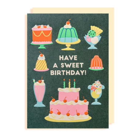 Have a Sweet Birthday - Sort fødselsdagskort & kuvert - Lagom