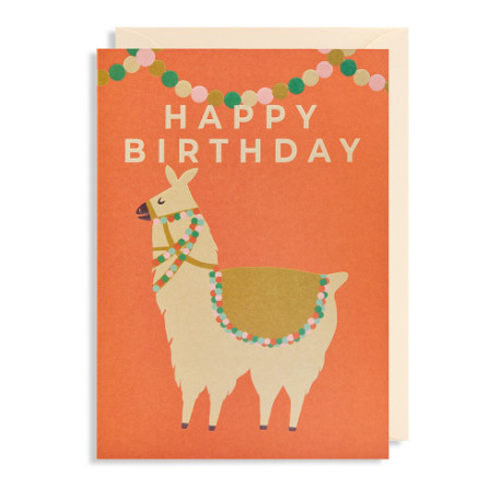 Festlig Lama - Fødselsdagskort & kuvert - Lagom