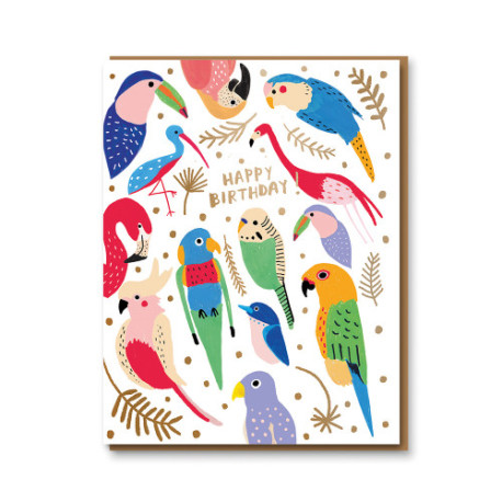 Smukke Papegøjer - Fødselsdagskort & kuvert 