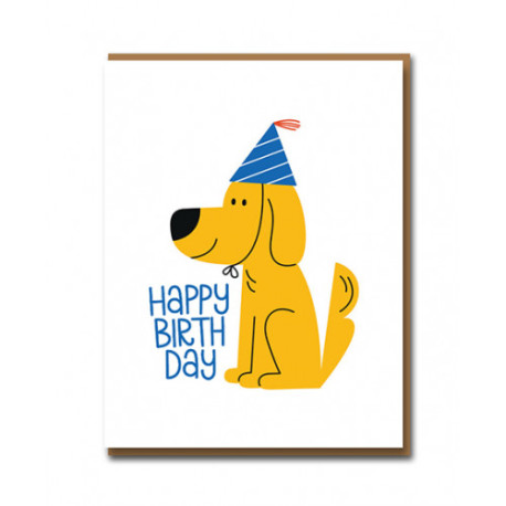 Hund med festhat - Fødselsdagskort & kuvert
