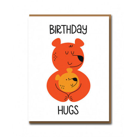 Birthday Hugs Bjørn - Fødselsdagskort & kuvert