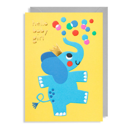 Jonglerende Elefant Baby Girl - Barselskort & kuvert - Lagom