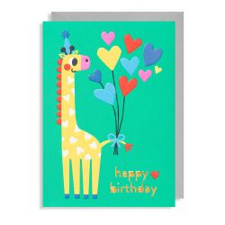 Giraf med balloner - Fødselsdagskort & kuvert - Lagom