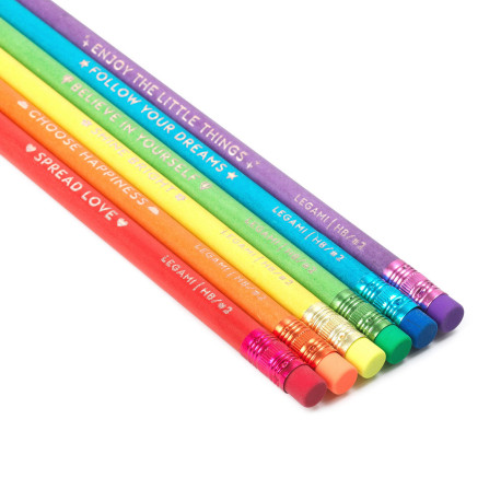 Rainbow Happiness - 6 blyanter med viskelæder