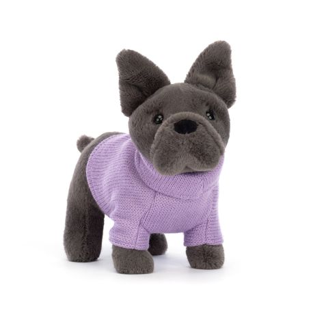Fransk Bulldog med lilla sweater - Bamse 19 cm - Jellycat