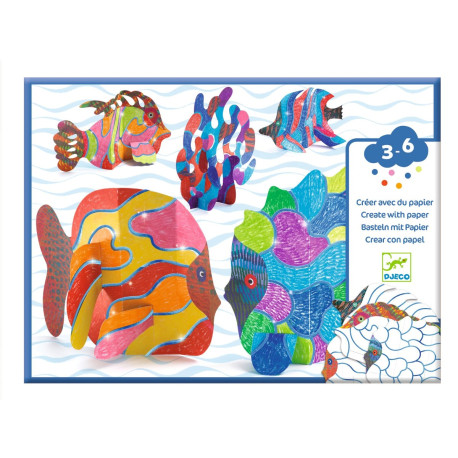 Under bølgerne - Fold & dekorer 3 fisk (3-6 år) - Djeco